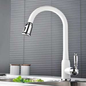 Single Lever White Pull out Kitchen Faucet