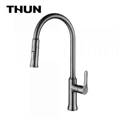 cupc high end pull down two way spray spout 304 stainless steel blacken color kitchen sink faucet